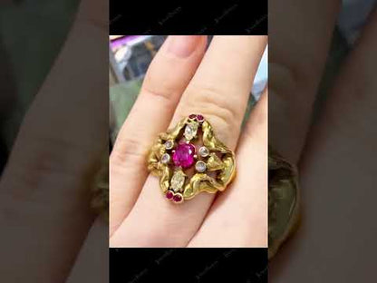 1.08Ctw cushion-cut ruby art engagement ring-JEWELBUYS