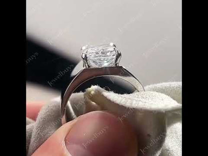 5.0Ct Radiant Cut Large Single White Sapphire Engagement Ring-JEWELBUYS