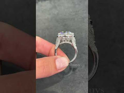 Spectacular 10ct Round Cut Brilliant Center White Sapphire Women's Engagement Ring in Silver-JEWELBUYS