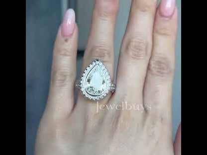 Resplendent 5.1ct Pear Cut White Sapphire Engagement Ring-JEWELBUYS