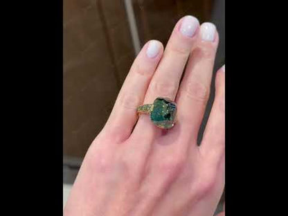 7.0Ctw Sugarloaf Green Sapphire Engagement Ring-JEWELBUYS