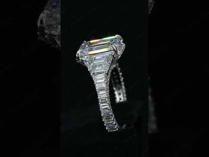 4.0Ctw Emerald-cut Gradient Sapphire Engagement Ring-JEWELBUYS