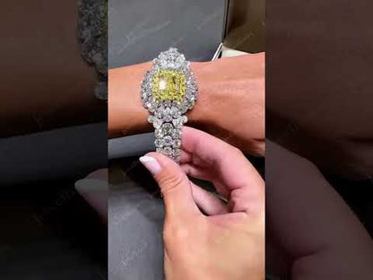 77ctw Radiant Cut Fancy Yellow Sapphire Luxury Bracelet-JEWELBUYS