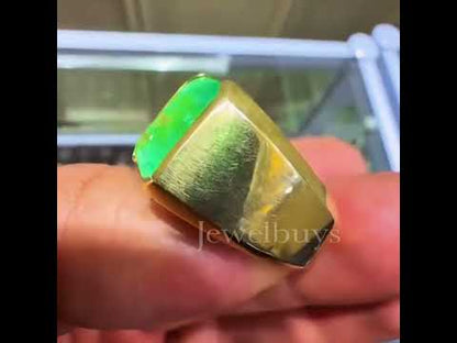 8.0ct Octagonal Cut Colombian Emerald Gold Ring-JEWELBUYS