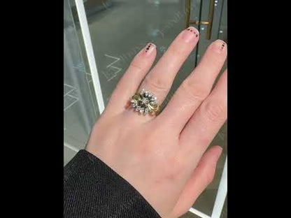 2.0Ctw Round-Cut Sapphire Cluster Cocktail Ring- JEWELBUYS