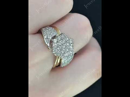 2.2ctw Round Gemstone Cluster Vintage Bypass Ring - JEWELBUYS