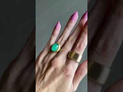 Chunky Square-Cushion Gold Ring-JEWELBUYS