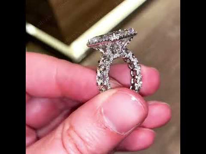 7.5ctw Radiant Cut White Sapphire Stunning Halo Engagement Ring-JEWELBUYS